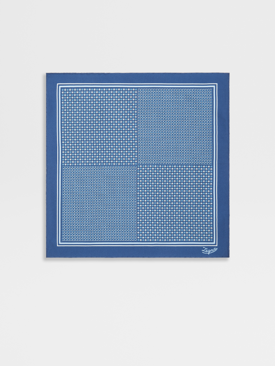 Dark Blue Geometric Pattern Silk Pocket Square